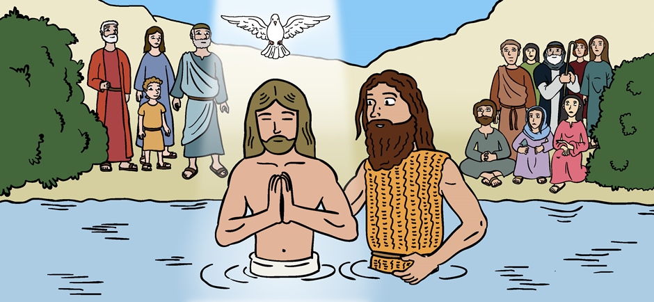 The baptism of Jesus: “You are my beloved Son; with you I am well pleased.”
